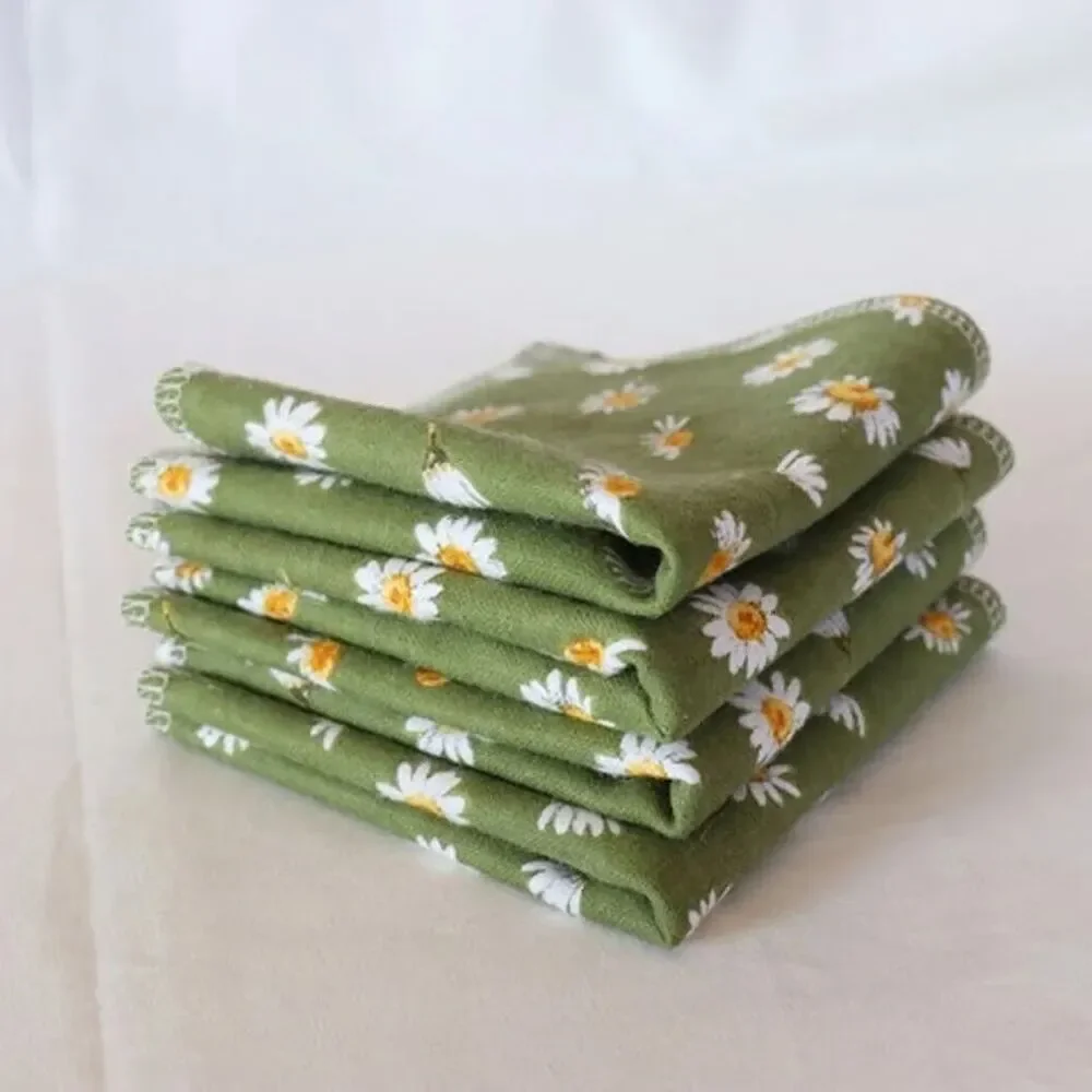 set 4 flannel gauze Daisy cloth napkin wash baby paperless towel reusable flower